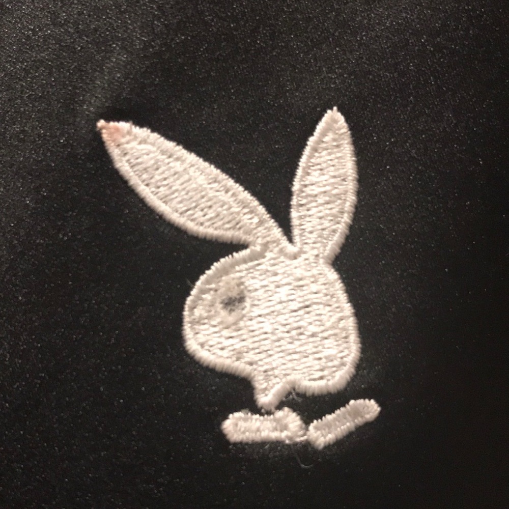 Vintage Black white bunny playboy jacket windbreaker satin tracksuit coat bomber